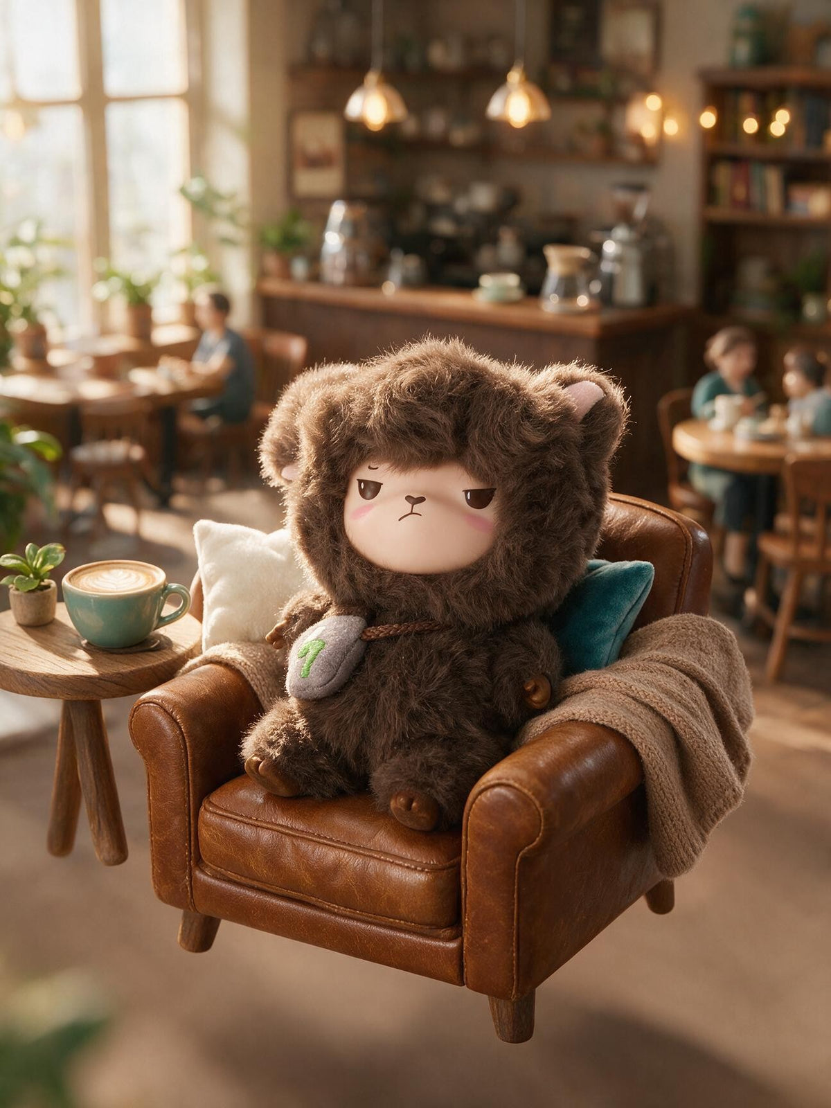 Alpakiino Emotion Cache vinyl-face plush pendant, Charging, lifestyle scene