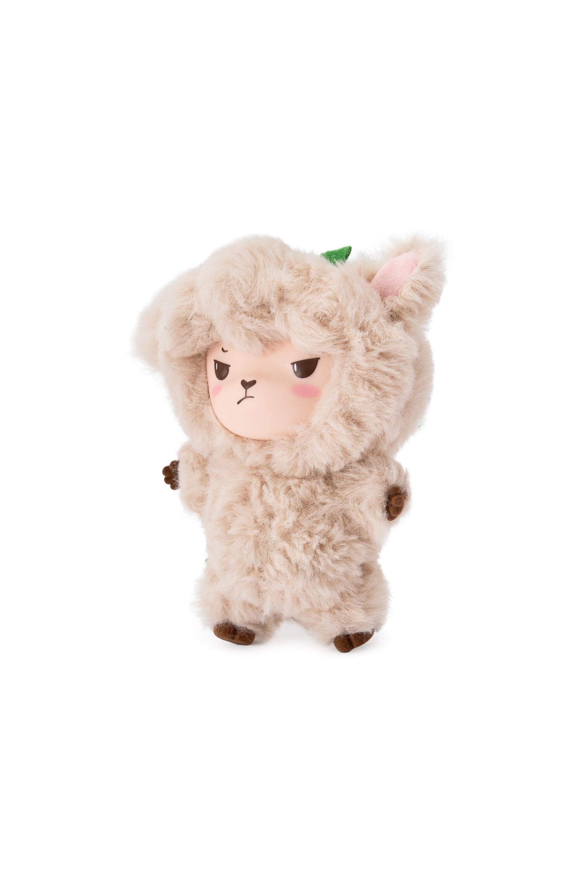 Alpakiino Emotion Cache vinyl-face plush pendant, Default Setting, left view