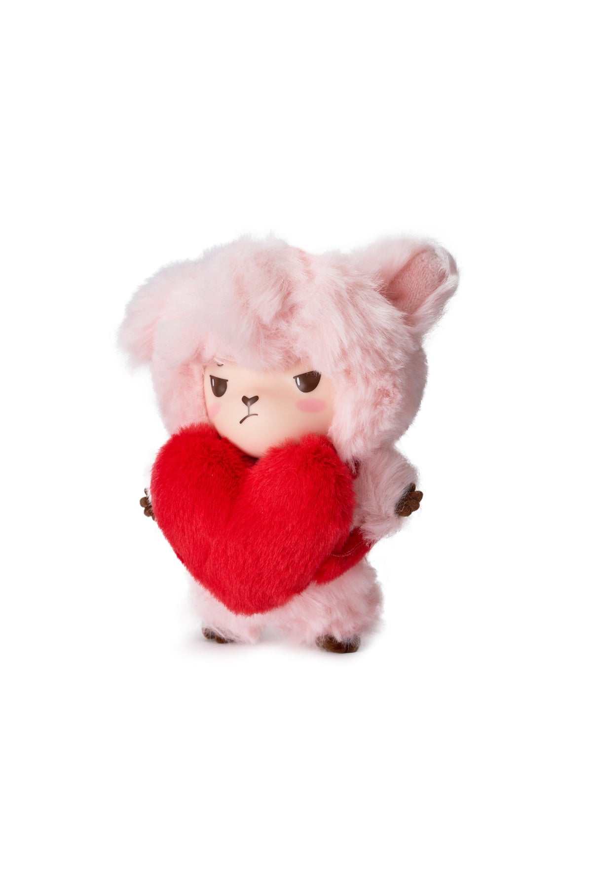 Alpakiino Emotion Cache vinyl-face plush pendant, Like, left view