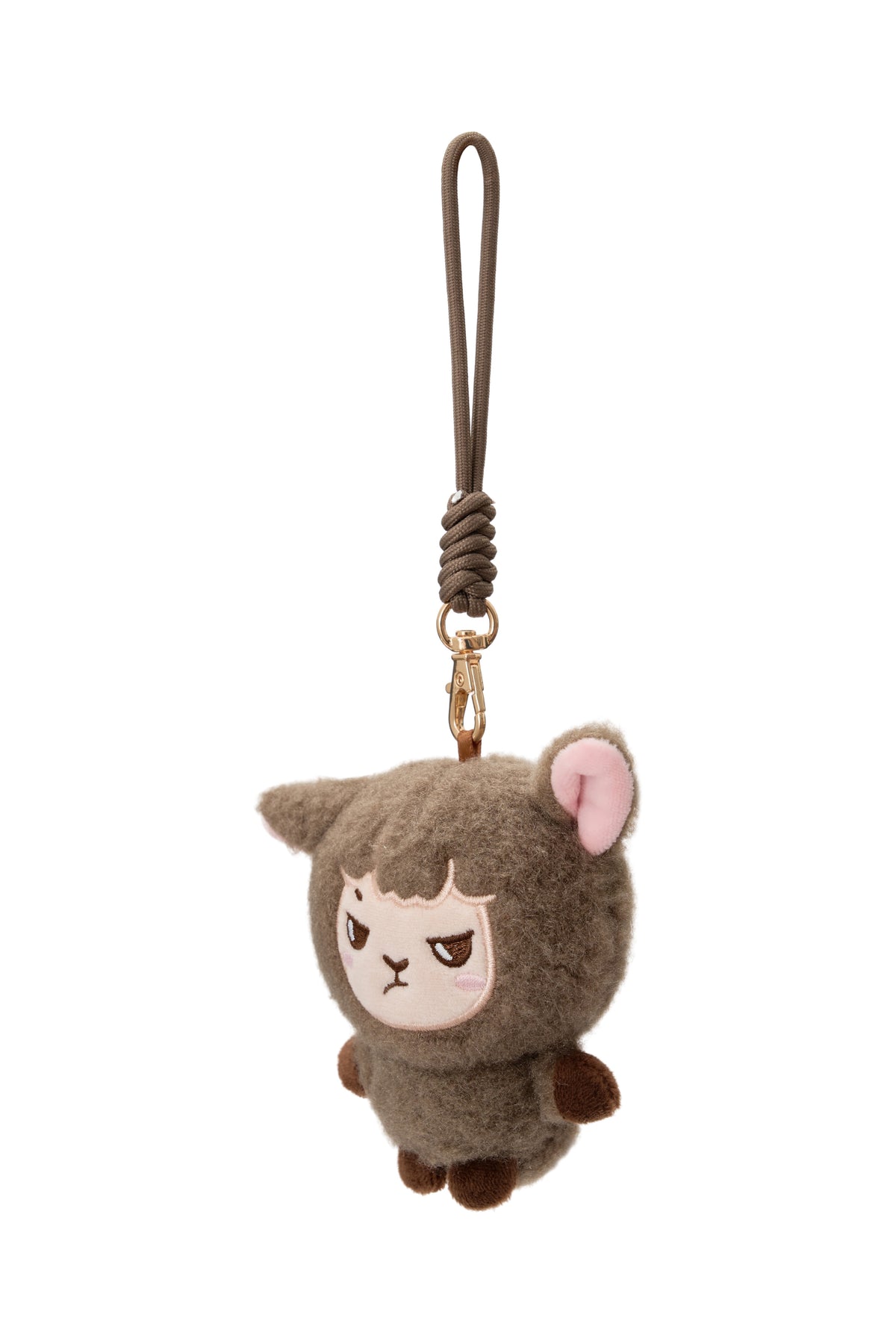 Alpakiino Emotion Cache plush pendant in Dark Brown, side view