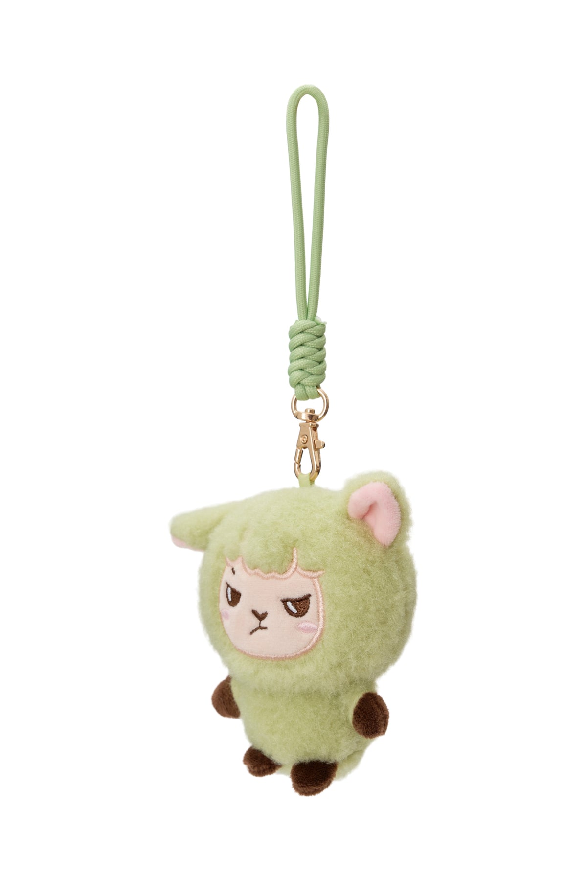 Alpakiino Emotion Cache plush pendant in Light Green, side view