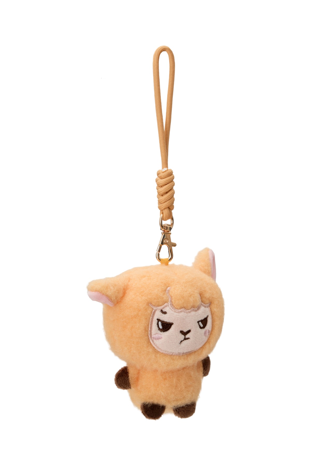 Alpakiino Emotion Cache plush pendant in Light Orange, side view