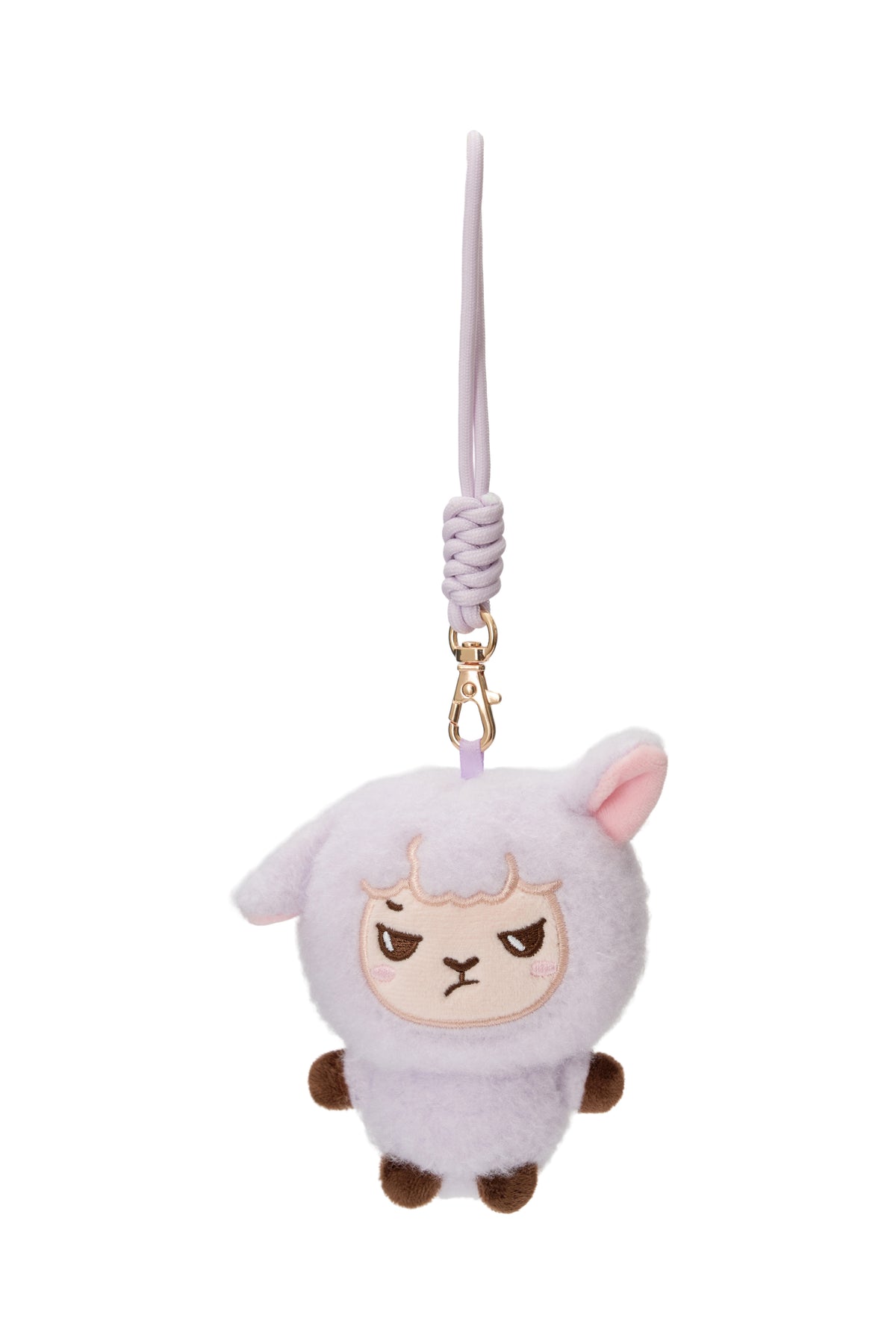 Alpakiino Emotion Cache plush pendant in Light Purple, side view