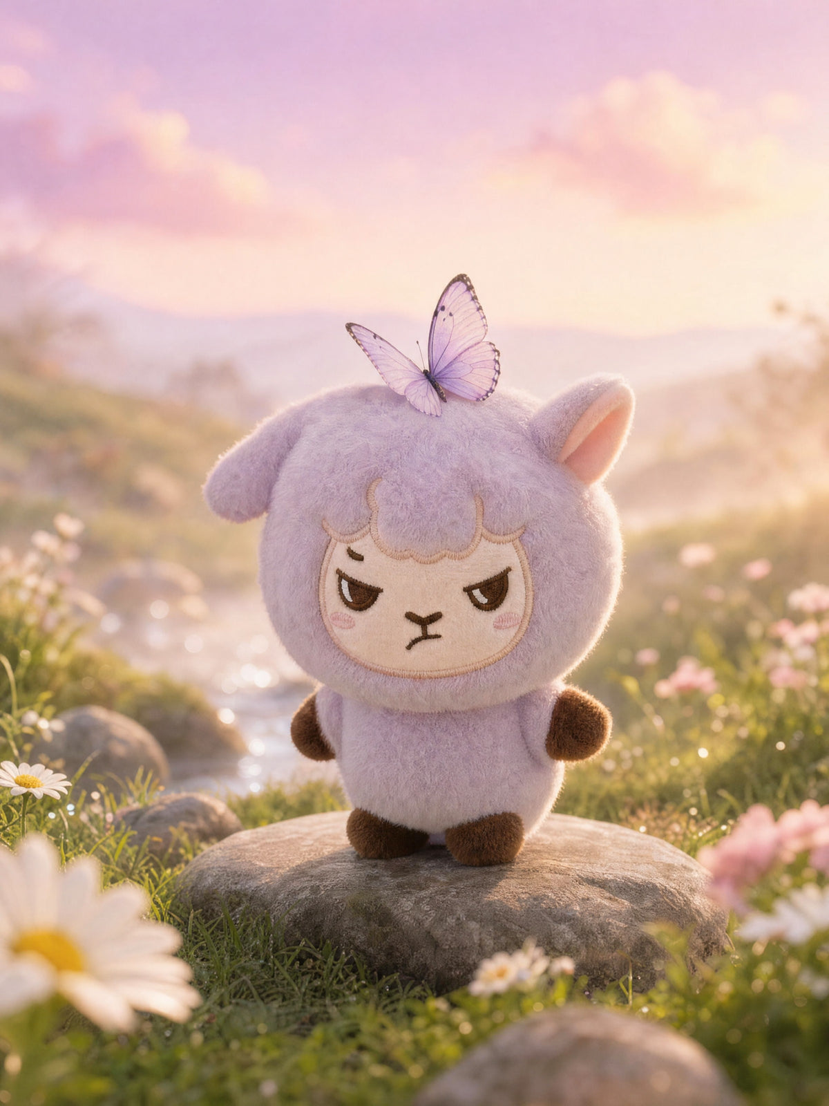 Alpakiino Emotion Cache plush pendant in Light Purple, lifestyle scene