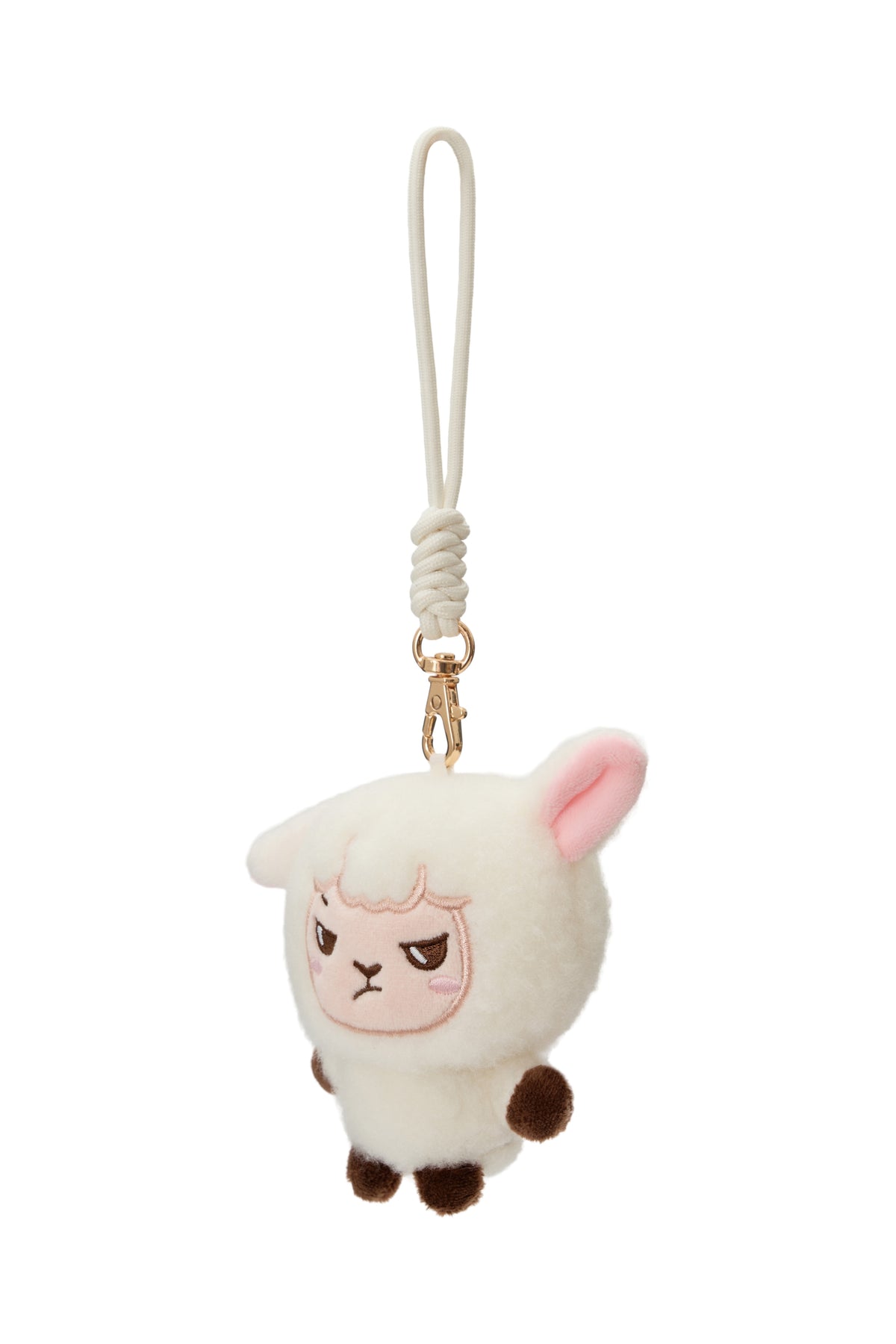 Alpakiino Emotion Cache plush pendant in Off-White, side view