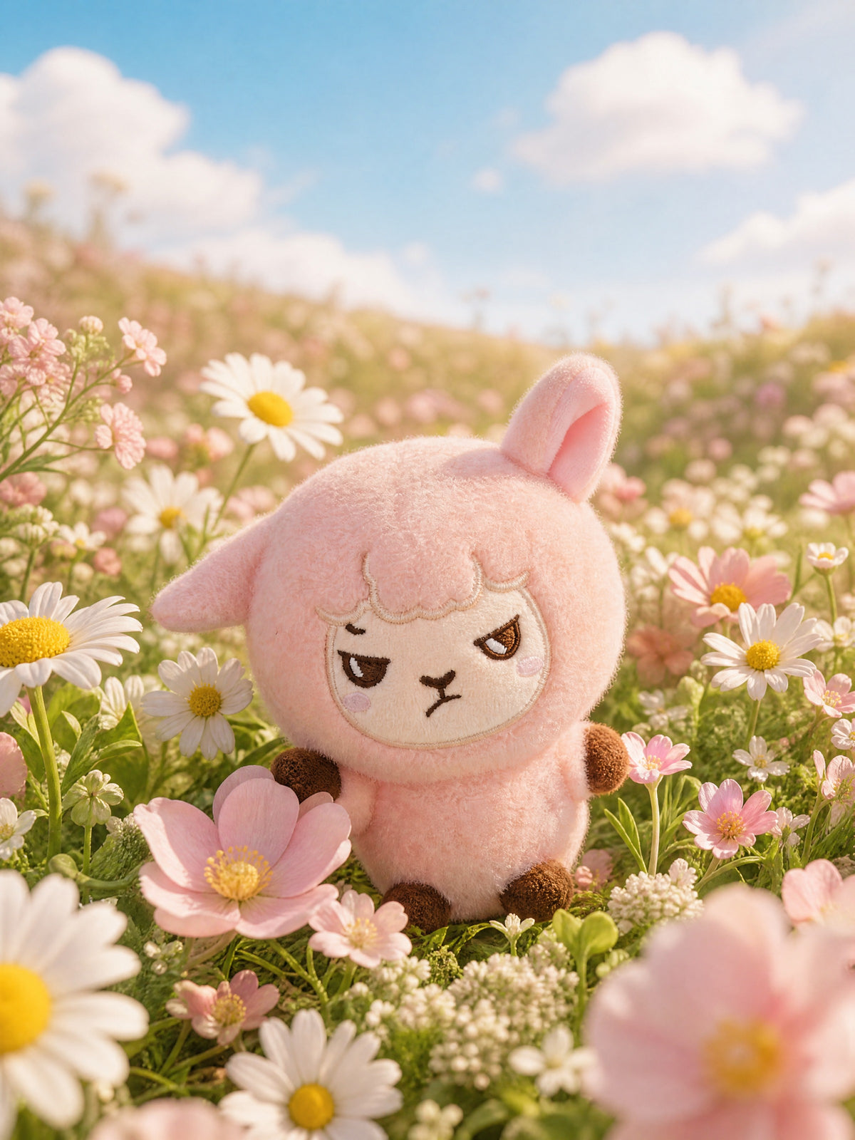 Alpakiino Emotion Cache plush pendant in Pink, lifestyle scene