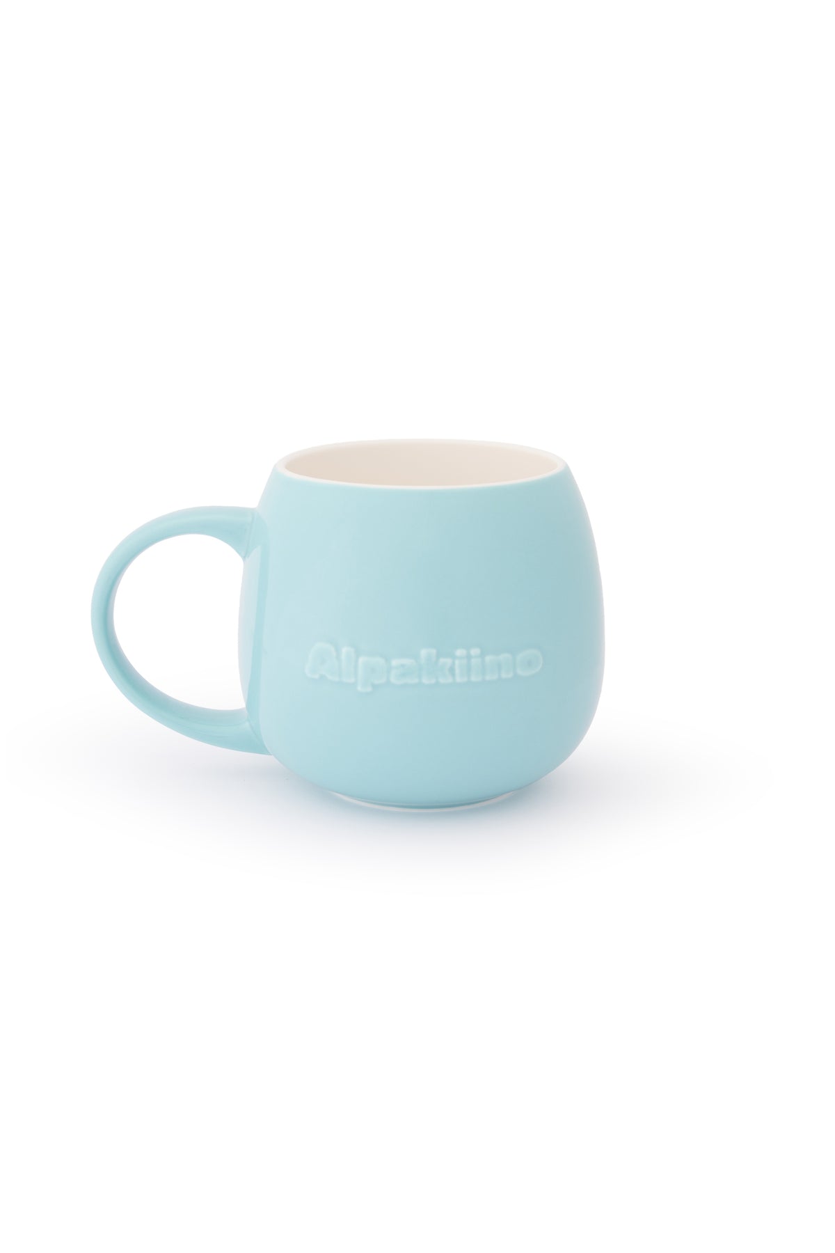 Alpakiino Emotion Cache ceramic mug in Sky Blue, front view
